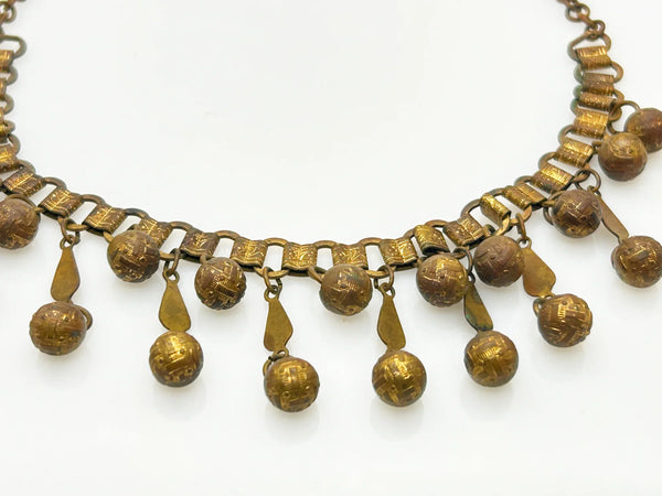 Vintage Etruscan Revival Drop Necklace