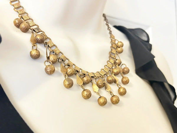 Vintage Etruscan Revival Drop Necklace