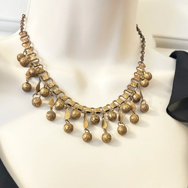 Vintage Etruscan Revival Drop Necklace