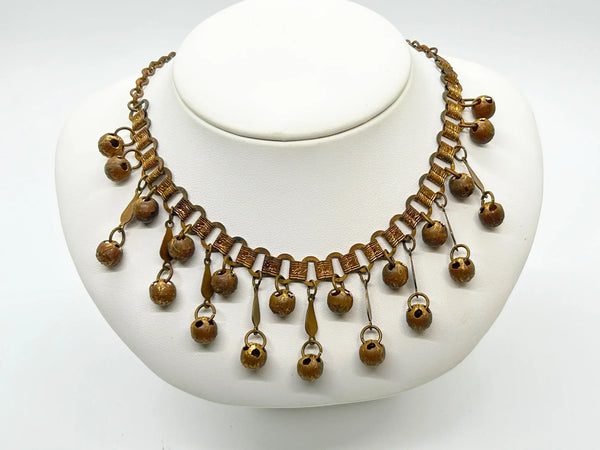 Vintage Etruscan Revival Drop Necklace
