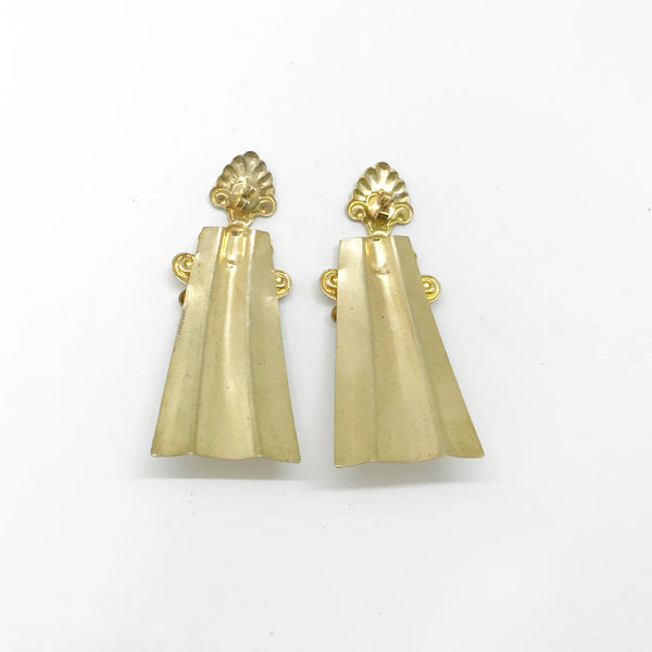 Quirky Gold Tone Pierced Shell Earrings