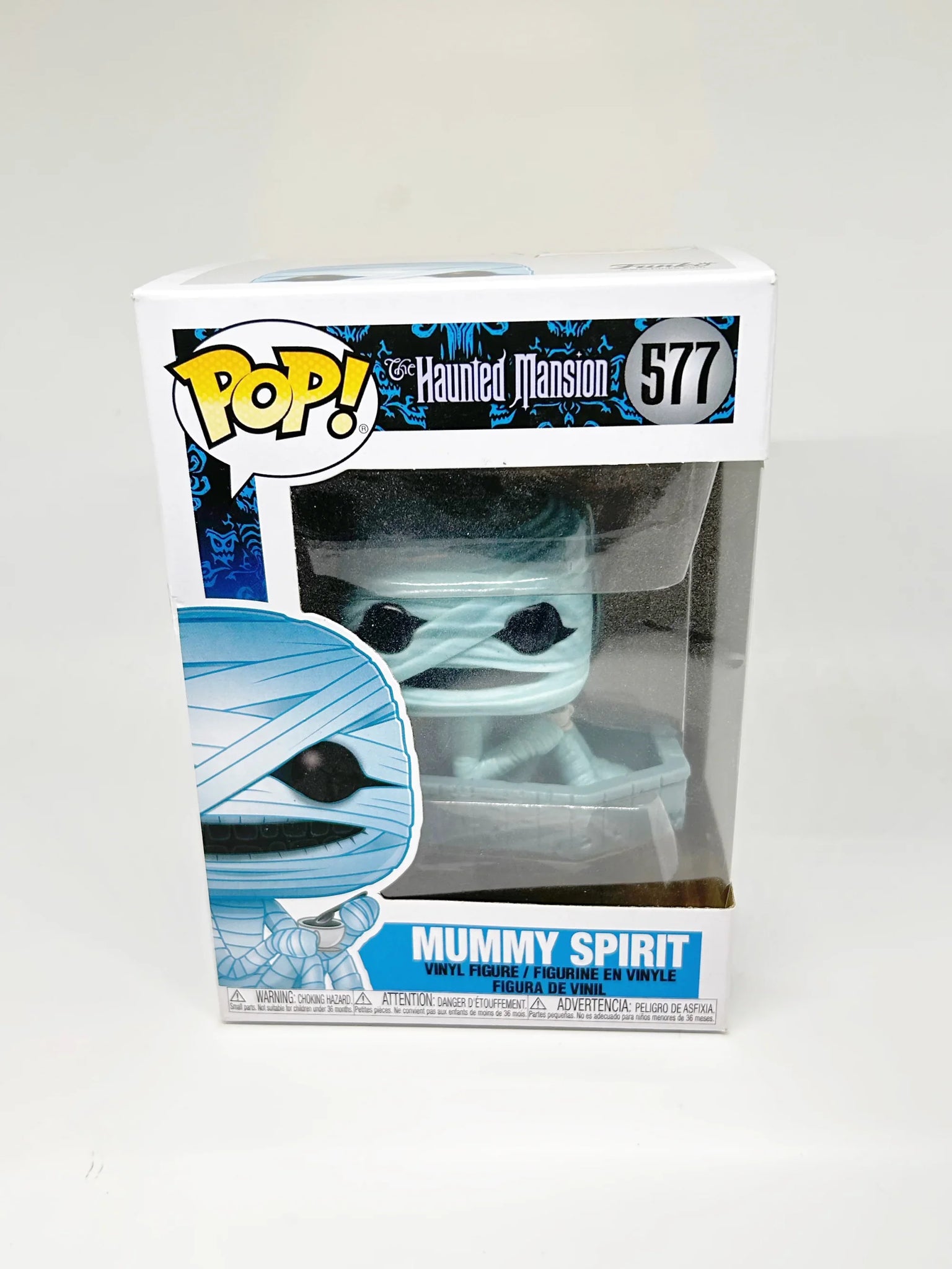 Funko Pop! Mummy Spirit figure in packaging with 'Haunted Mansion' branding