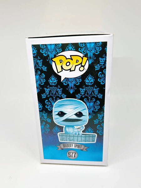 This is a great Funko Pop! figure of Mummy Spirit from Disney's Haunted Mansion. It is #577, and FAC -0535571-19206. Ages 3+. The character is also known as Prince Amenmose, who resides in the Graveyard near the titular Haunted Mansion.Made in Vietnam, suitable for ages 3+. Never removed from box.