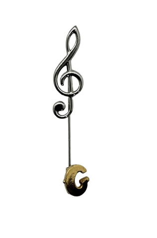 G or Treble Clef Music Note Two Tone Stickpin - Lamoree’s Vintage