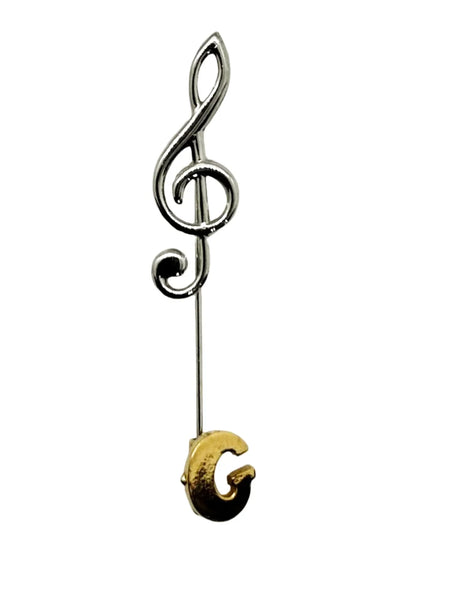 G or Treble Clef Music Note Two Tone Stickpin