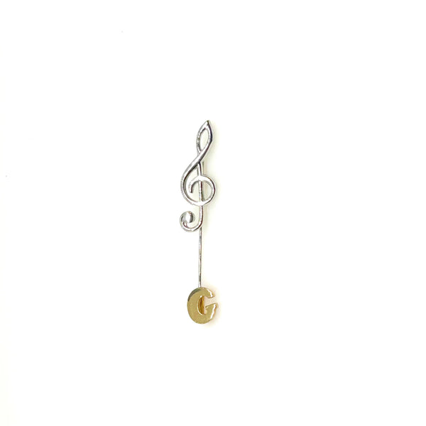 G or Treble Clef Music Note Two Tone Stickpin
