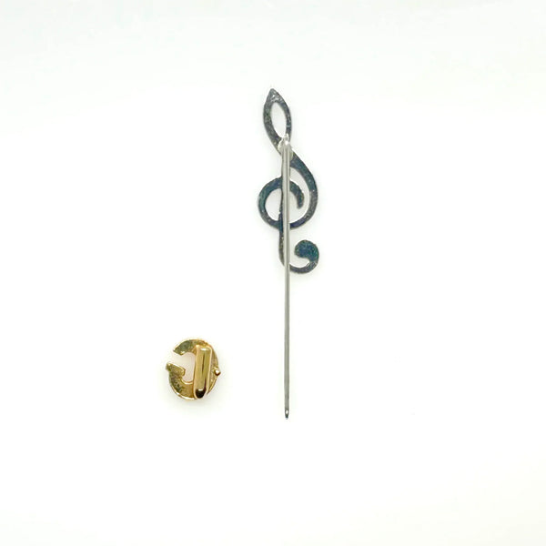 G or Treble Clef Music Note Two Tone Stickpin