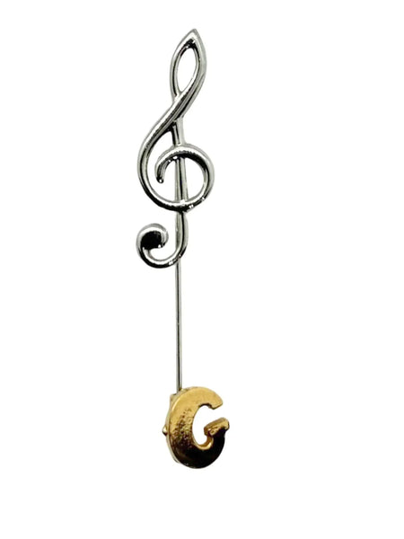G or Treble Clef Music Note Two Tone Stickpin