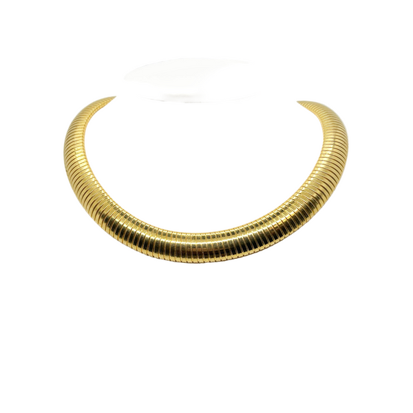 Vintage Ellen Kiam Gold Tone Flexible Collar Tubogas Necklace (1980s