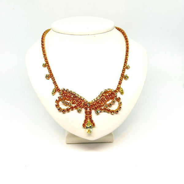Showstopper Vintage Golden Rhinestone Parure Free Shipping