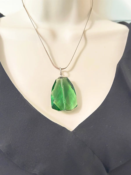 Deep Green Glass Vintage Pendant
