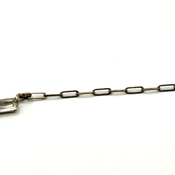 Art Deco Sterling Silver Crystal Drop Necklace Vintage 1930s Geometric Choker
