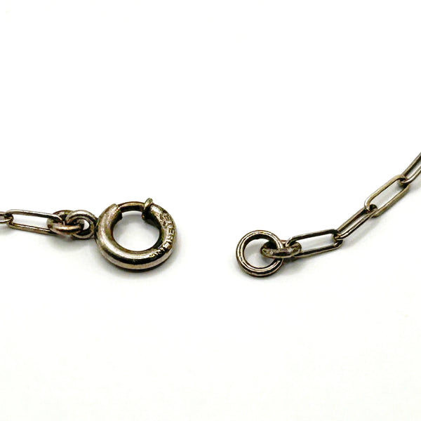 Art Deco Sterling Silver Crystal Drop Necklace Vintage 1930s Geometric Choker
