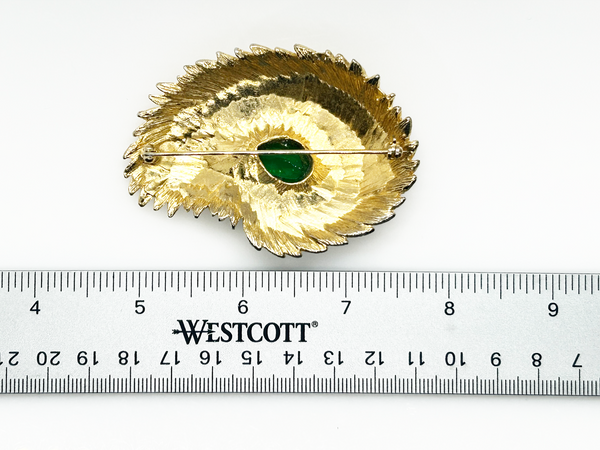 Vintage Unsigned Tortolani Abstract Brooch with Green Faceted Stone