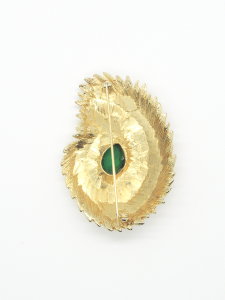 Vintage Unsigned Tortolani Abstract Brooch with Green Faceted Stone