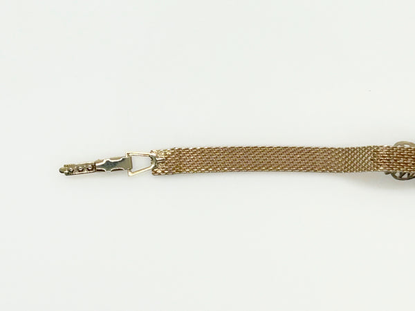 Vintage Green Glass Rhinestone Mesh Bracelet