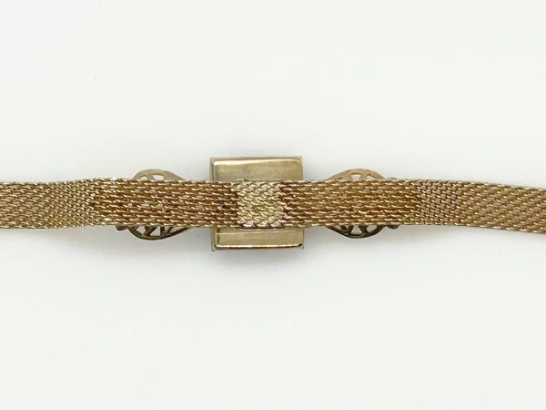 Vintage Green Glass Rhinestone Mesh Bracelet