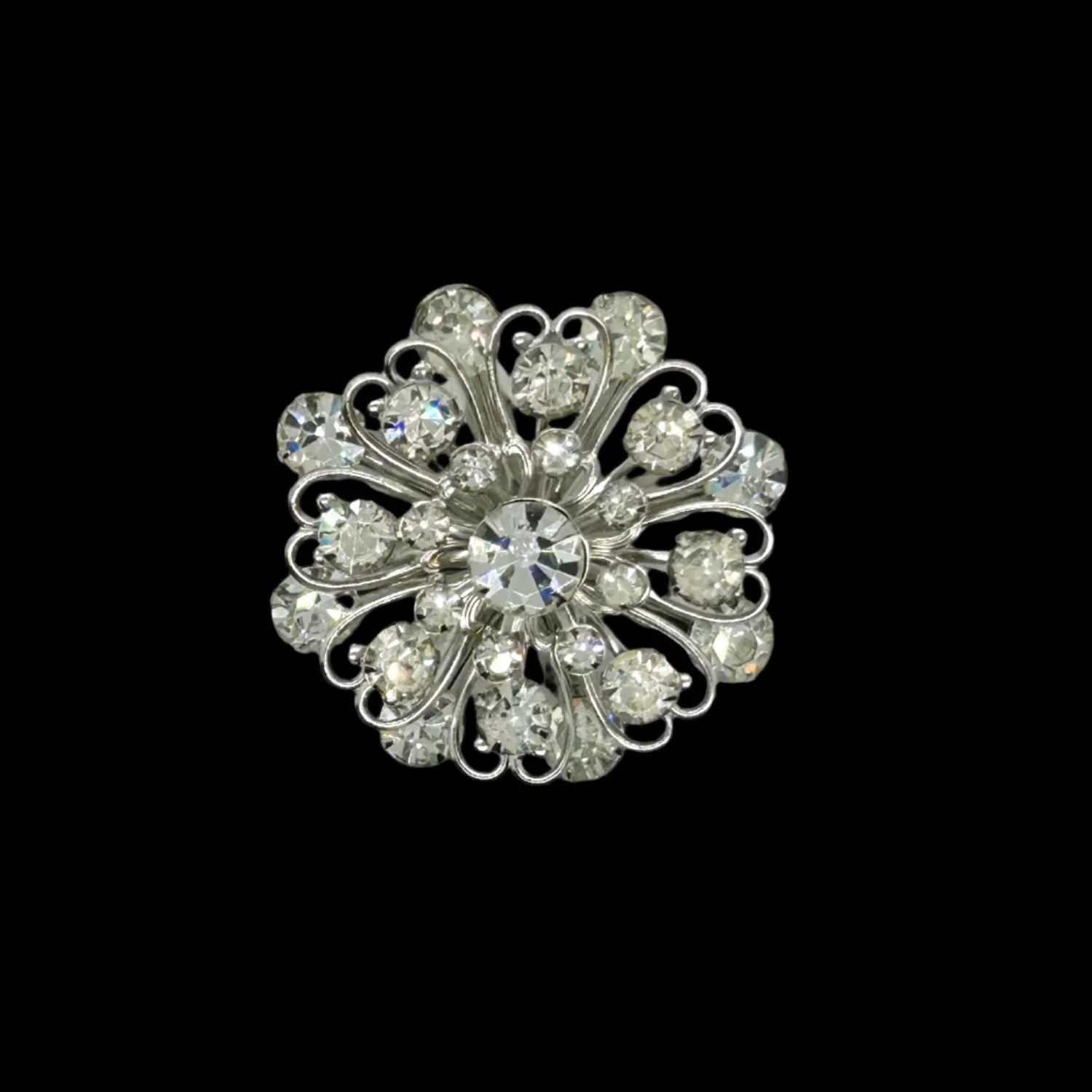 Elaborate Hidden Hearts Vintage Rhinestone Brooch