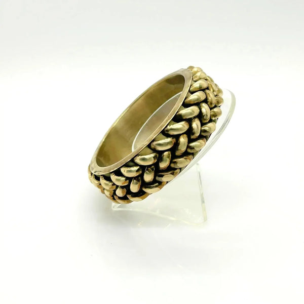 Dramatic Braided Gold Metal Vintage Bangle Bracelet