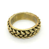 This exquisite vintage bangle bracelet is a captivating piece, showcasing the artistry of three meticulously crafted brass braids elegantly set upon a substantial, weighty metal base. The enchanting golden finish, combined with a perfect 1" vertical height, ensures this bracelet is not only visually stunning but also remarkably versatile, beautifully complementing a wide array of wrist sizes