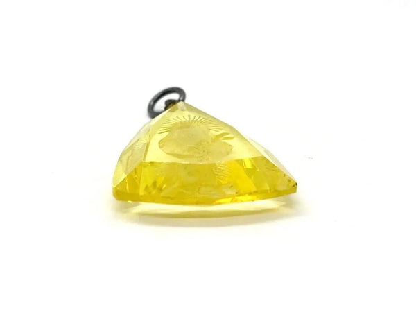 Antique Sunshine Yellow Art Glass Intaglio Madonna Pendant - Lamoree’s Vintage