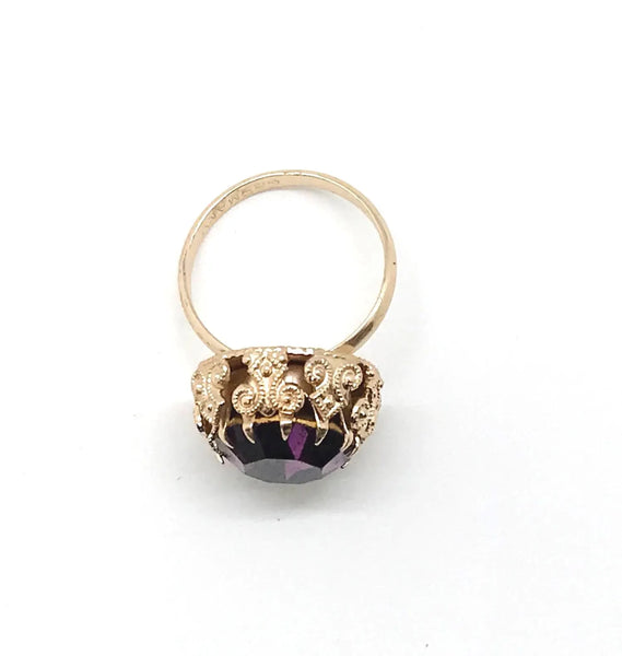Perfect for statement jewelry lovers: our Vivacious Purple Statement Cocktail Ring provides bold vintage elegance with an intricate setting and undeniable sparkle. Shop today!