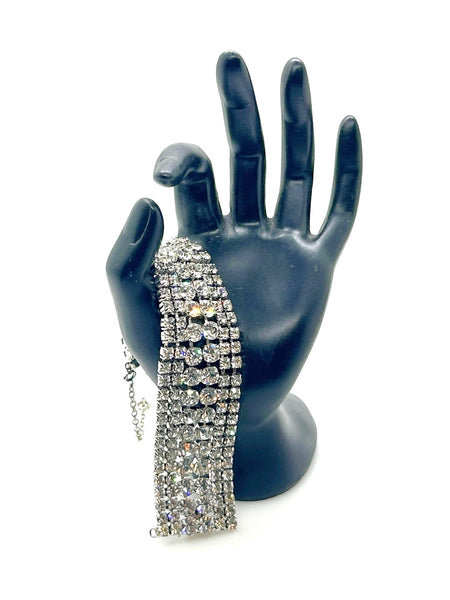 Vintage Shocking Bright Six Row Rhinestone Bracelet