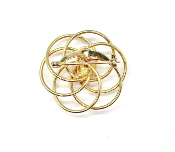Vintage Classic Swirl Brooch with Blue Rhinestone Center