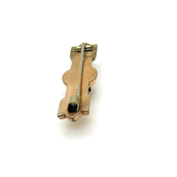 Antique Victorian Bar Brooch with Red Stone
