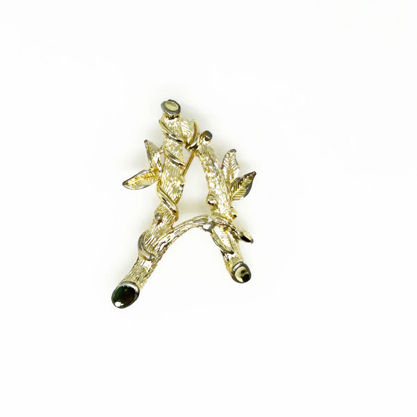 Sarah Coventry Initial "A" Vintage Brooch (1964) - Showcase timeless style with this gold-toned bamboo-look initial brooch. Signed SarahCov and measures 2". Shop now!