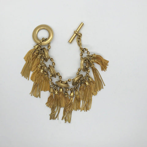 Karl Lagerfeld Paris Vintage Goldtone Tassel Bracelet- Anklet - Lamoree’s Vintage