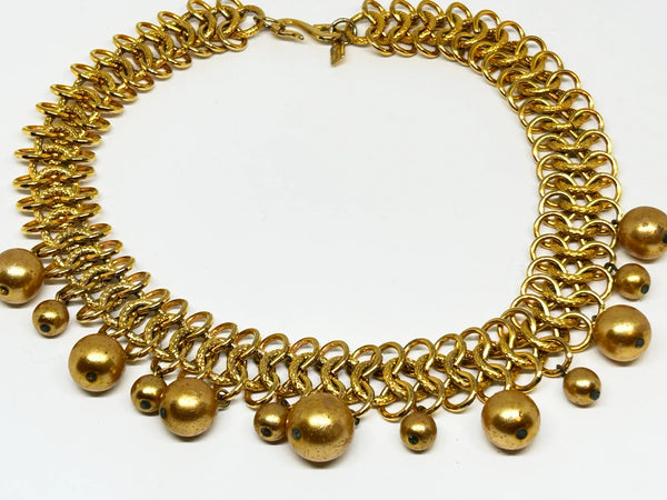 Kenneth Lane Sumptuous Golden Bead Cluster Chainmail Necklace - Lamoree’s Vintage