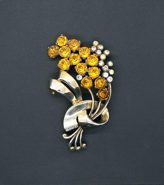 Large Vintage Golden Flower Brooch - Lamoree’s Vintage