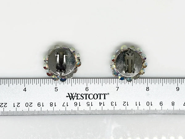 These vintage earrings are so bright and sparkling that it's hard to capture. They retain all of the colorful reflections of light despite the passage of time. There are three layers of hand wired round bead, and from every angle, there is sparkle.