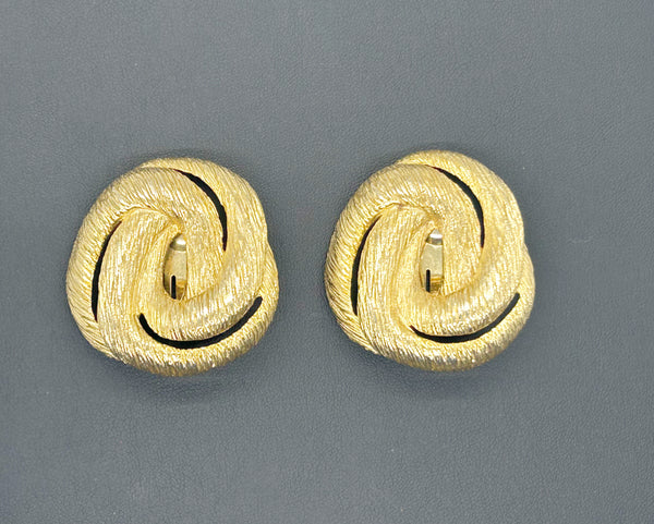 Vintage Les Bernard Gold Twist Clip Earrings