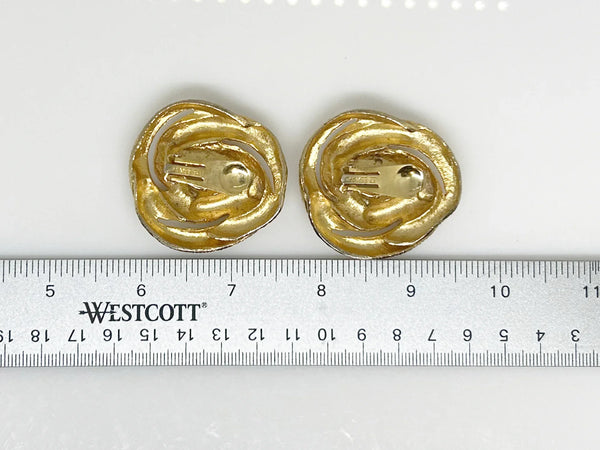 Vintage Les Bernard Dramatic Gold Twist Clip Earrings