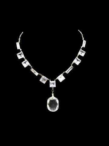 This is a magnificent sterling and crystal drop necklace from the Art Deco Era.