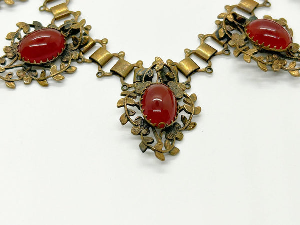 Magnificent Victorian Revival Necklace with Carnelian Colored Stones - Lamoree’s Vintage