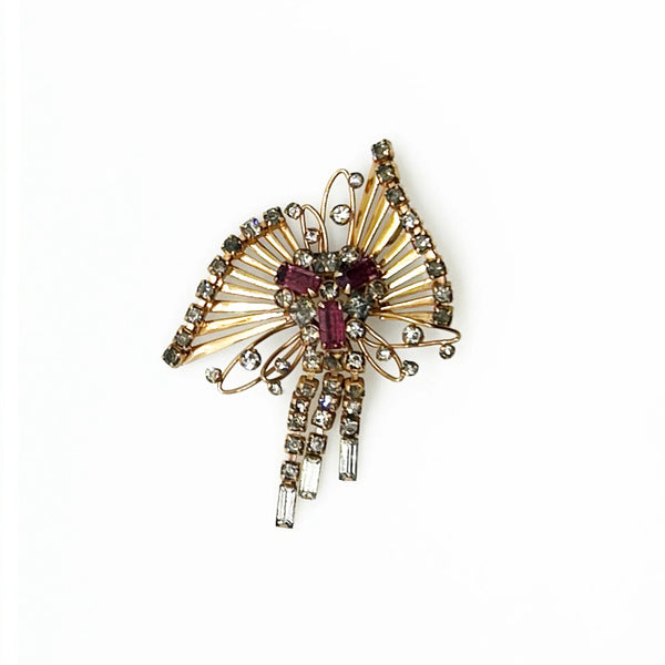 M&S 1/20 12kt G.F. Abstract Butterfly Pink and Clear Brooch/Pendant