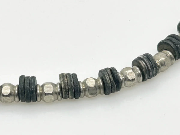 Handmade Silver and Black Beads Industrial Style Necklace