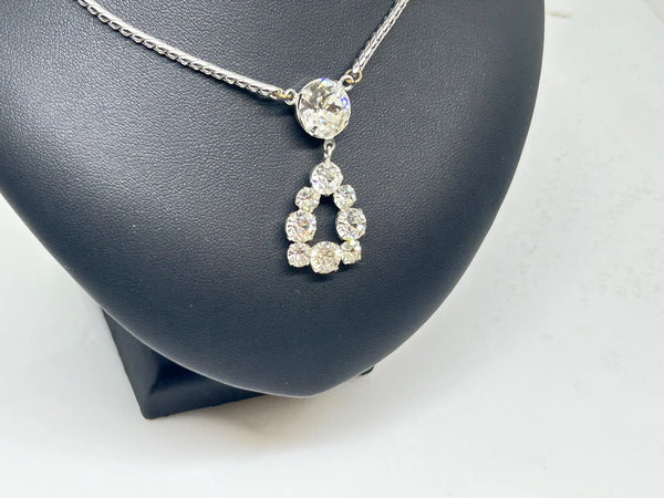 Rhinestone Necklace with Sparkling Open Drop