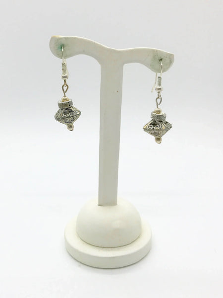 Detailed and Dainty Silver Vintage Pagoda Earrings