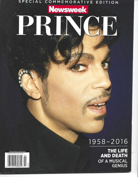 Newsweek magazine cover featuring Prince with text about his life and death.