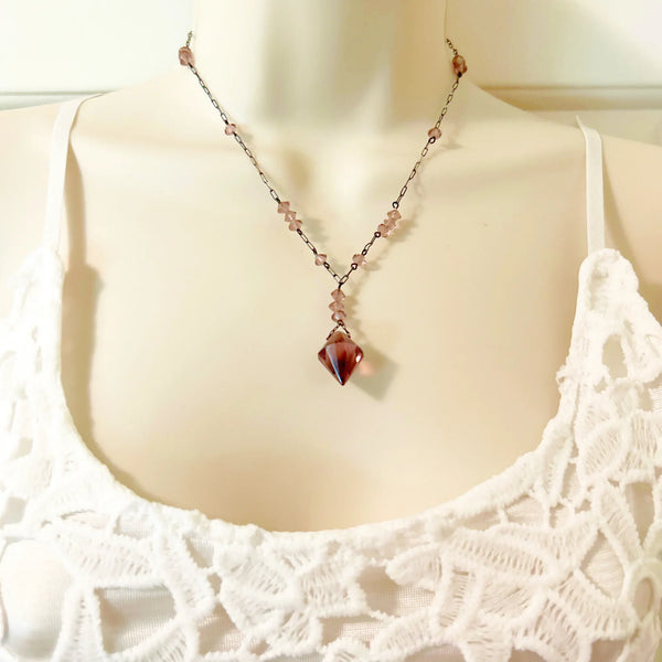 Elegant Purple Violet Antique Crystal Drop Necklace