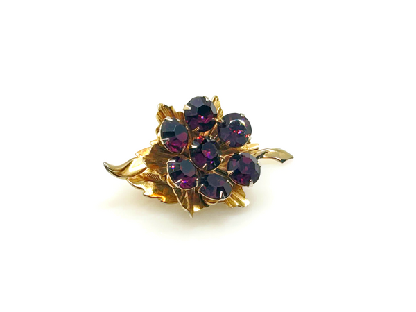 Vintage Spinning Brooch with Vibrant Purple Stones