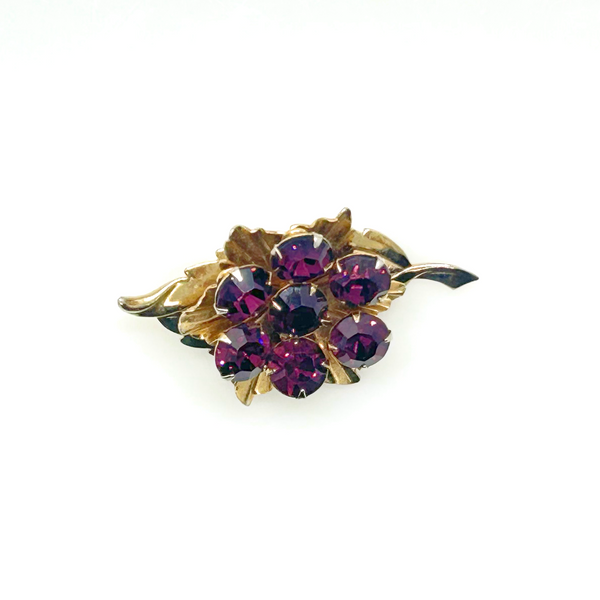 Vintage Spinning Brooch with Vibrant Purple Stones