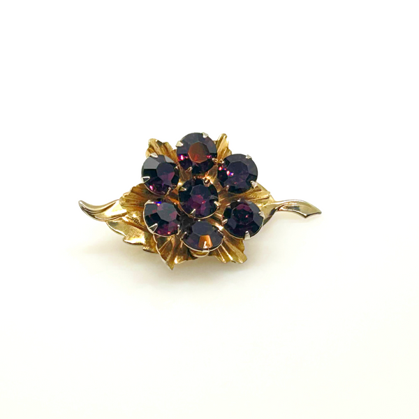 Vintage Spinning Brooch with Vibrant Purple Stones