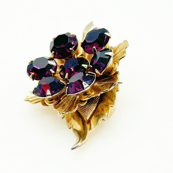 Vintage Spinning Brooch with Vibrant Purple Stones