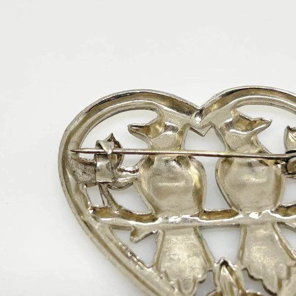 Vintage Love Birds in a Heart Brooch