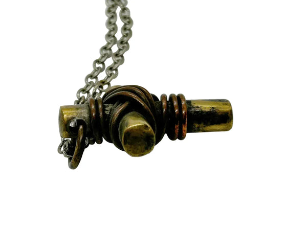 Vintage Rugged Brass Cross Necklace on Chain